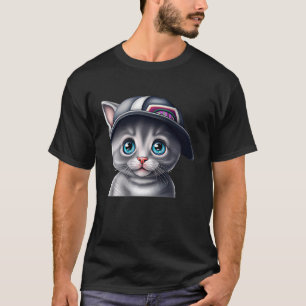 Meow Cute Kitten with Baseball Cap Cat T-Shirt