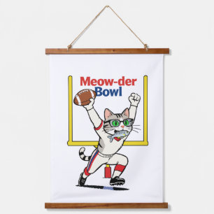Meow-der Bowl Champion Cat Football Hanging Tapestry