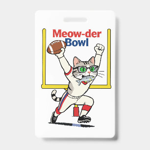Meow-der Bowl Champion Cat Football ID Badge