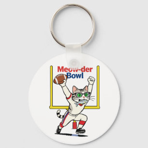 Meow-der Bowl Champion Cat Football  Key Ring