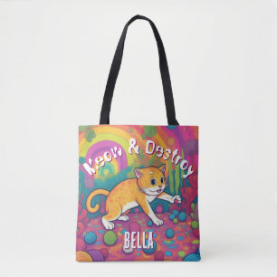 Meow & Destroy Personalised Funny Cat Tote Bag