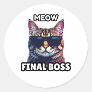 Meow Final Boss Cool Cat Sticker