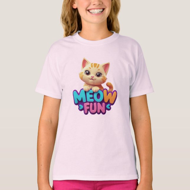 Meow Fun - Sweet Look Cat T-Shirt (Front)