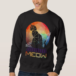 Meow Futuristic Faceted Black Cat Kitten Owner Pet Sweatshirt