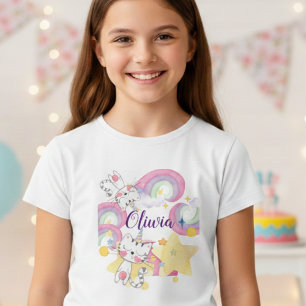 Meow-gical caticorn personalized girl t-shirt