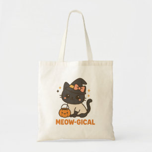 Meow-gical Halloween Tote Bag – Cute Witch Cat