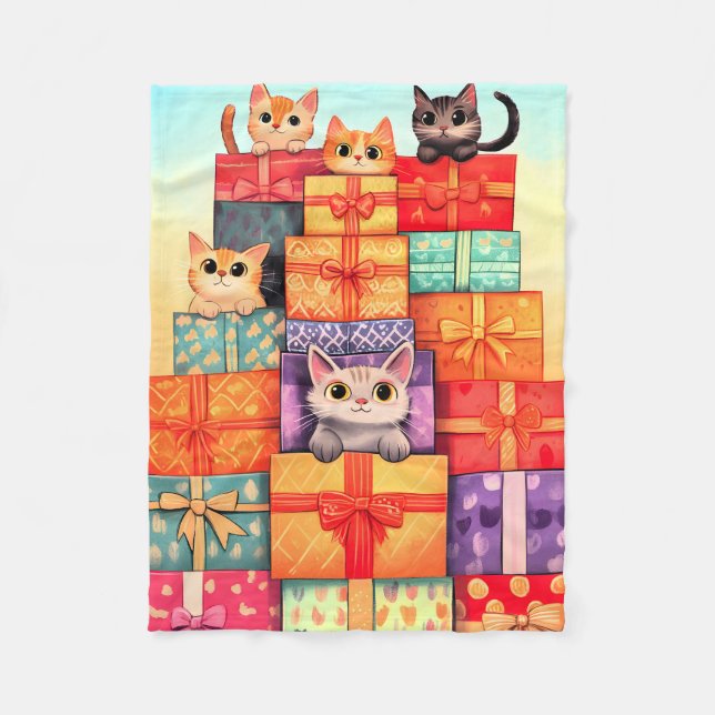 Meow Gift Birthday Tower Fleece Blanket (Front)
