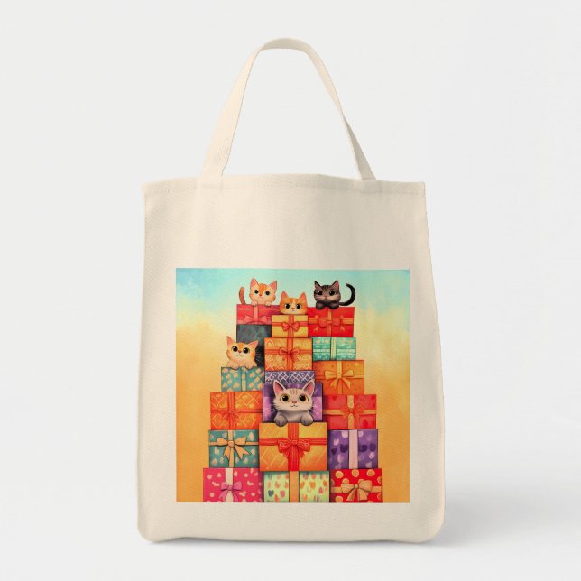 Meow Gift Birthday Tower Tote Bag (Front)