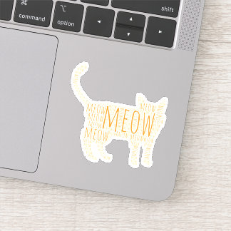 MEOW Ginger Cat Custom-Cut Vinyl Sticker