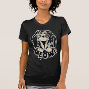 Meow Girl Kitty Black and White T-Shirt