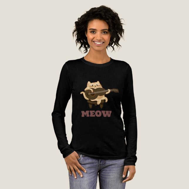 Meow Guitar Kitty T-Shirt Tri-Blend Shirt (Full Front)