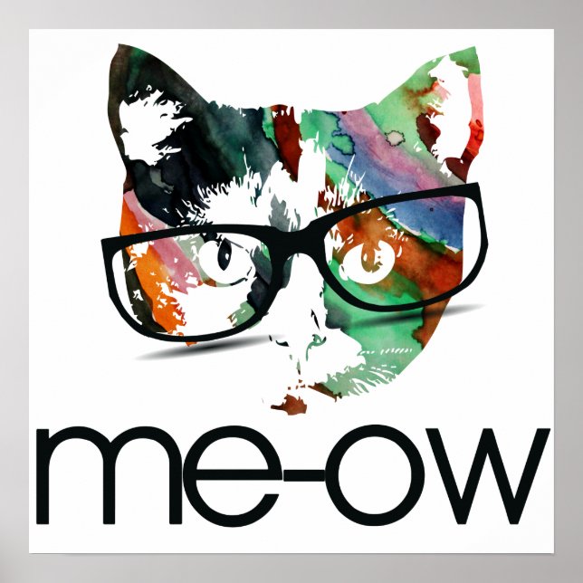 Meow hipster kitty poster (Front)