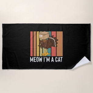Meow I m cat funny thanksgiving turkey chicken Beach Towel