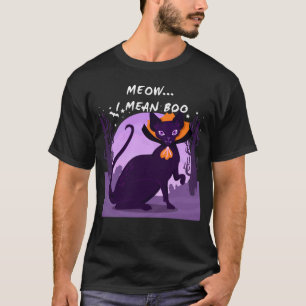 Meow I Mean Boo  Halloween Vampire Sphynx Cat T-Shirt