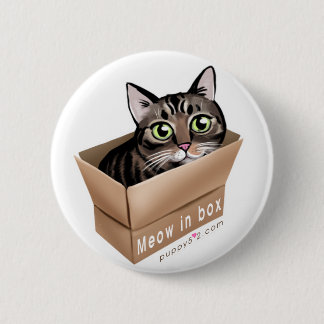 Meow in box 6 cm round badge