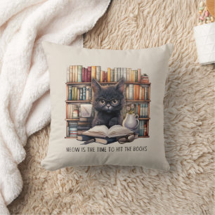 Meow Is The Time To Hit The Books Cushion