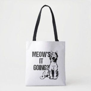 meow its going cat lovers design tote bag