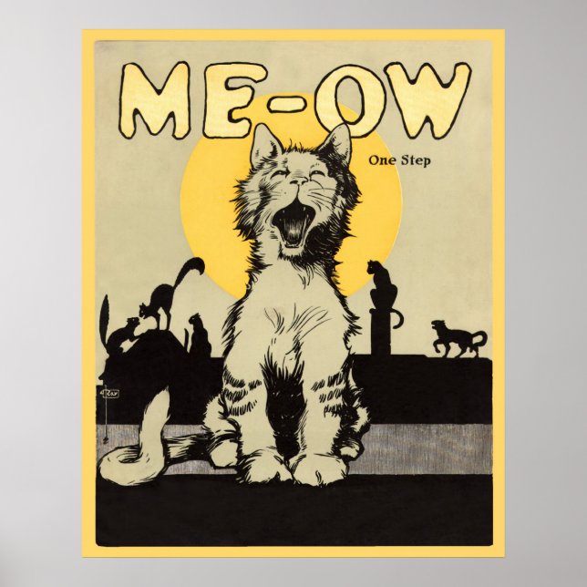 Meow Kitty Cat Cats Vintage Poster Artwork (Front)