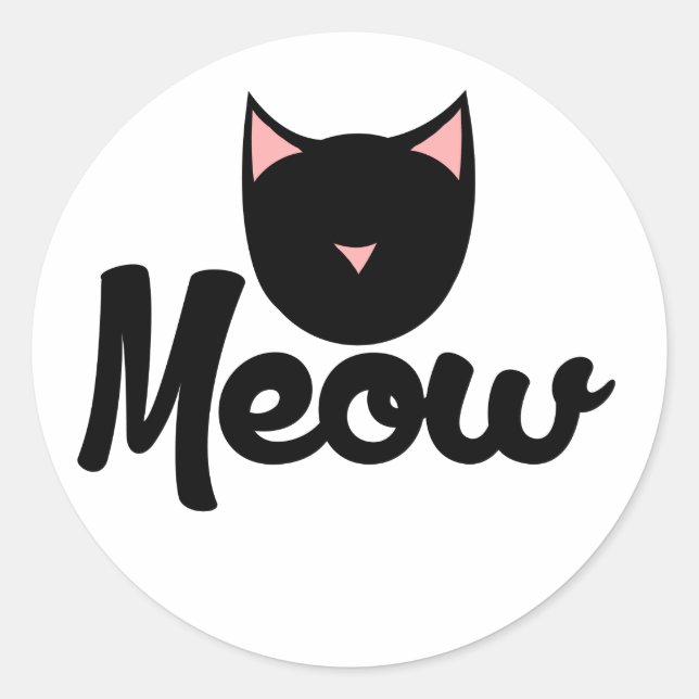 Meow Kitty Cat Classic Round Sticker (Front)