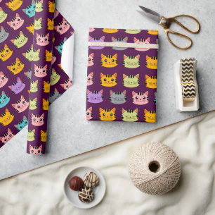 Meow Kitty Cat Glossy Wrapping Paper, 30" x 15' Paper