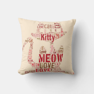 MEOW KITTY PILLOWS - PINK DESIGNER THROW PILLOW
