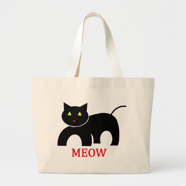 Meow Large Tote Bag (Front)