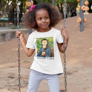 Meow Lisa Funny Cat Art Masterpiece Girl's T-Shirt