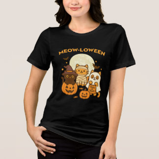 Meow-loween – Cute Halloween Cat Costume Design Tri-Blend Shirt