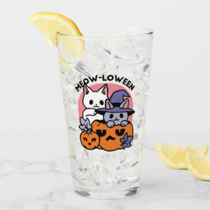 Meow-Loween - Cute Halloween Cat Design Glass