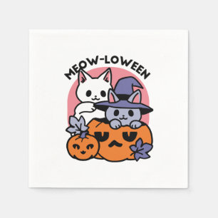 Meow-Loween - Cute Halloween Cat Design Napkin