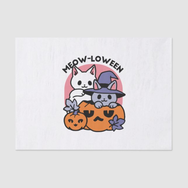 Meow-Loween - Cute Halloween Cat Design Tissue Paper (Front)