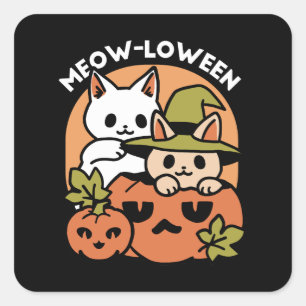 Meow-Loween - Festive Halloween Cat Design Square Sticker