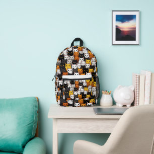 Meow Magic: Cute Cat Pattern for Trendy Girls Kids Printed Backpack