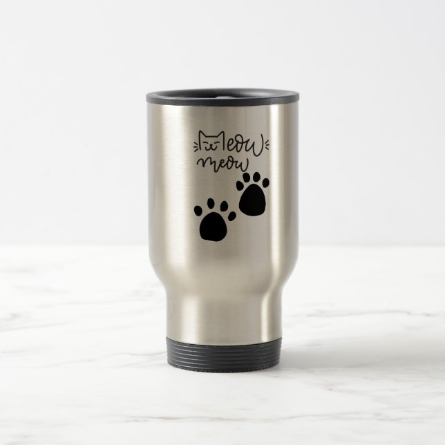 MEOW MEOW CAT LOVERS DESIGN #CatLady #FelineFashio Travel Mug (Center)