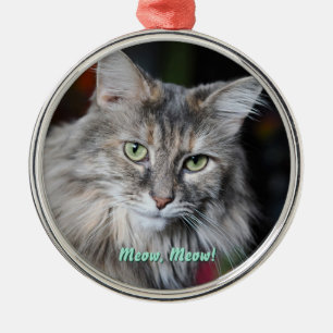 Meow Meow Cat Portrait Metal Tree Decoration