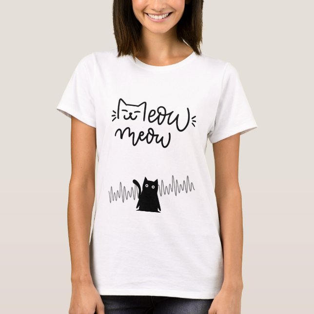 Meow Meow Cute Cat Face Heartbeat T-Shirt (Front)