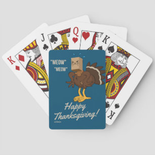 MEOW MEOW HAPPY THANKSGIVING funny holiday gift Playing Cards