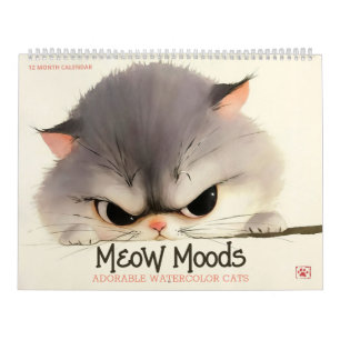 Meow Moods: Adorable Watercolor Cats Calendar