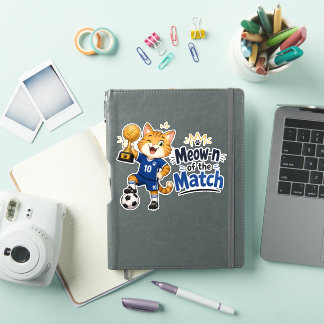 Meow-n of the Match Soccer Cat Sticker