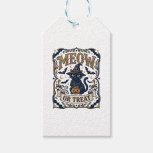 Meow Or Treat Cat Halloween Spooky Cat Vintage Vec Gift Tags