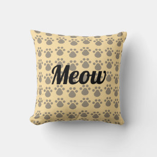 Meow, Paw Prints Cushion
