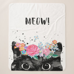 Meow Peeking Cat, Kitten Cat Lover Gift Idea Sherpa Blanket