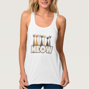 Meow Peeking Cats - Funny Cat Lover Humor Graphic Singlet