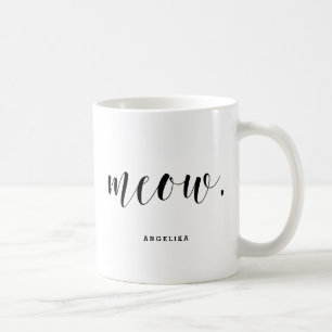 Meow Personalised Typography Cat Lady Mug
