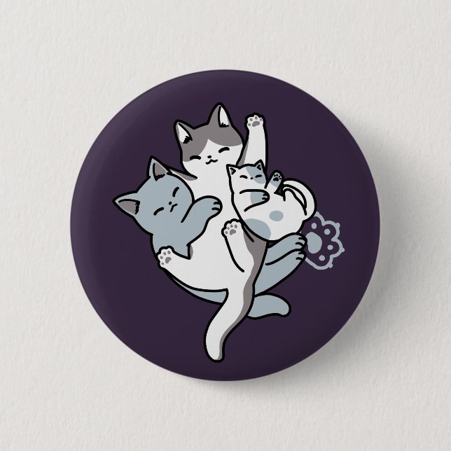Meow Pounce Snuggle – Cute Sleeping Cats 6 Cm Round Badge (Front)