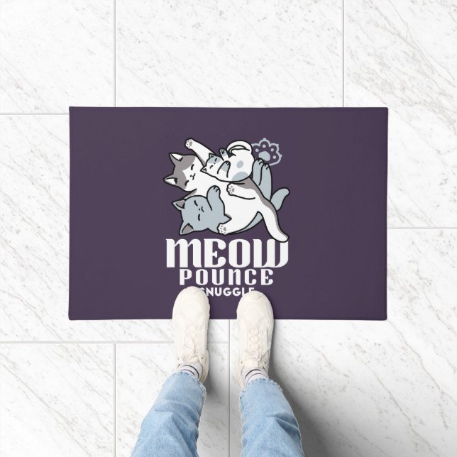Meow Pounce Snuggle – Cute Sleeping Cats Doormat (Indoor)