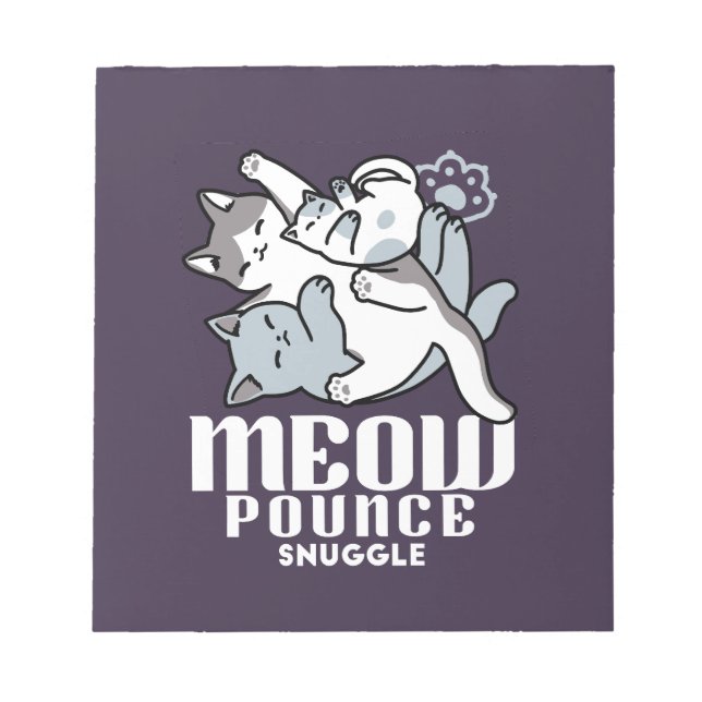 Meow Pounce Snuggle – Cute Sleeping Cats Notepad (Front)