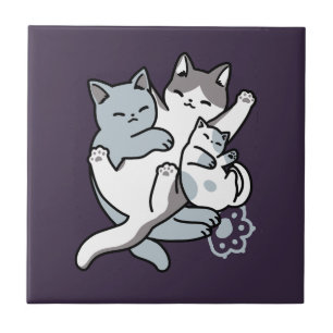 Meow Pounce Snuggle – Cute Sleeping Cats Tile