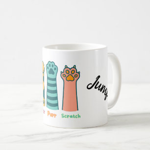 Meow Purr Scratch – Cute Funny Cat Paw Mug 