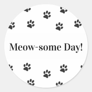 Meow-some Day Cat Paws  Classic Round Sticker